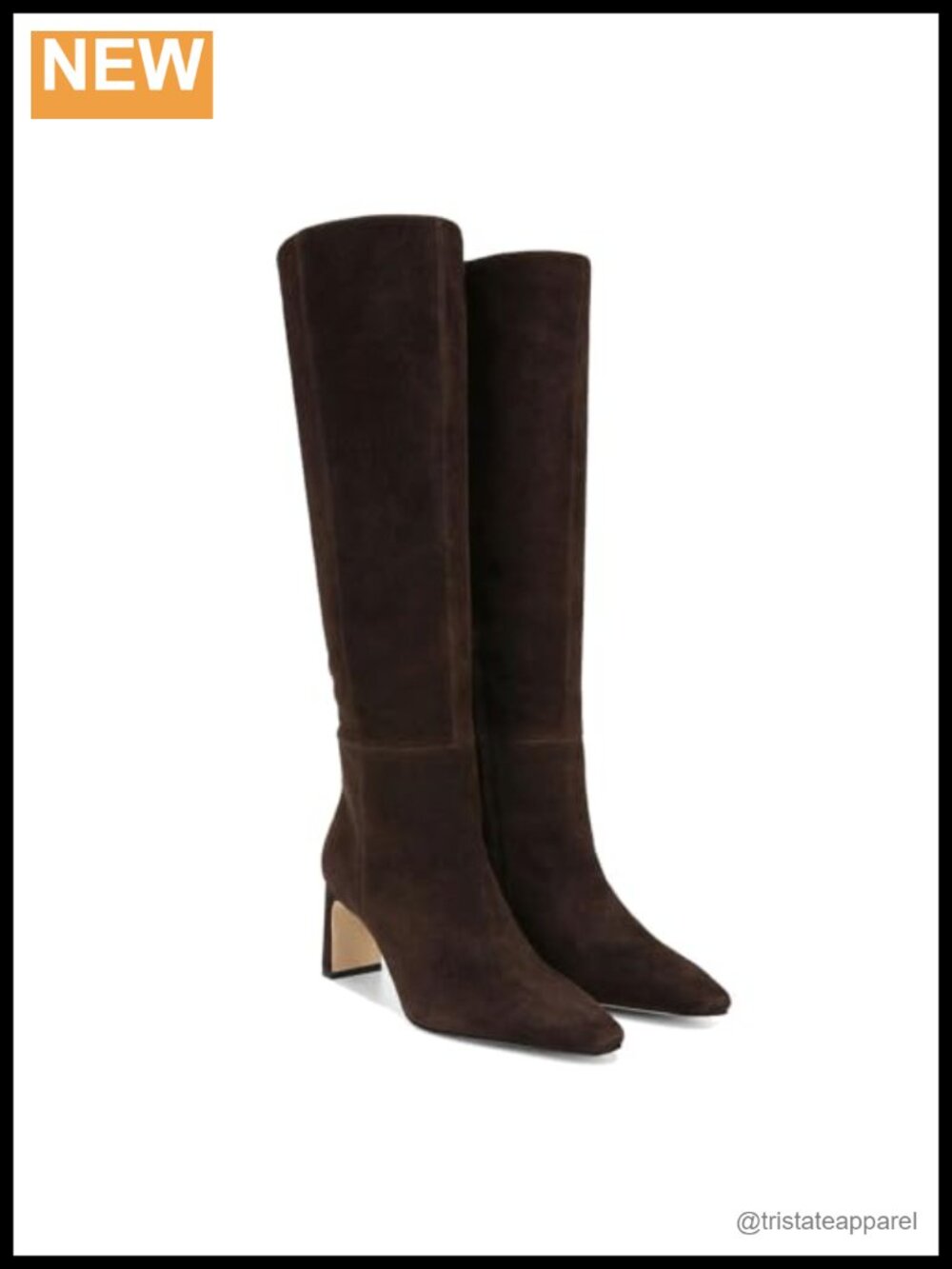 Women's Square Toe Chunky Block Heel Knee High Boots Side Zipper Wide Calf Suede
